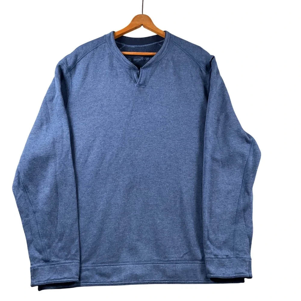 Tommy Bahama Pullover Men X Large( see measurements)Blue Split Neck Marlin Logo